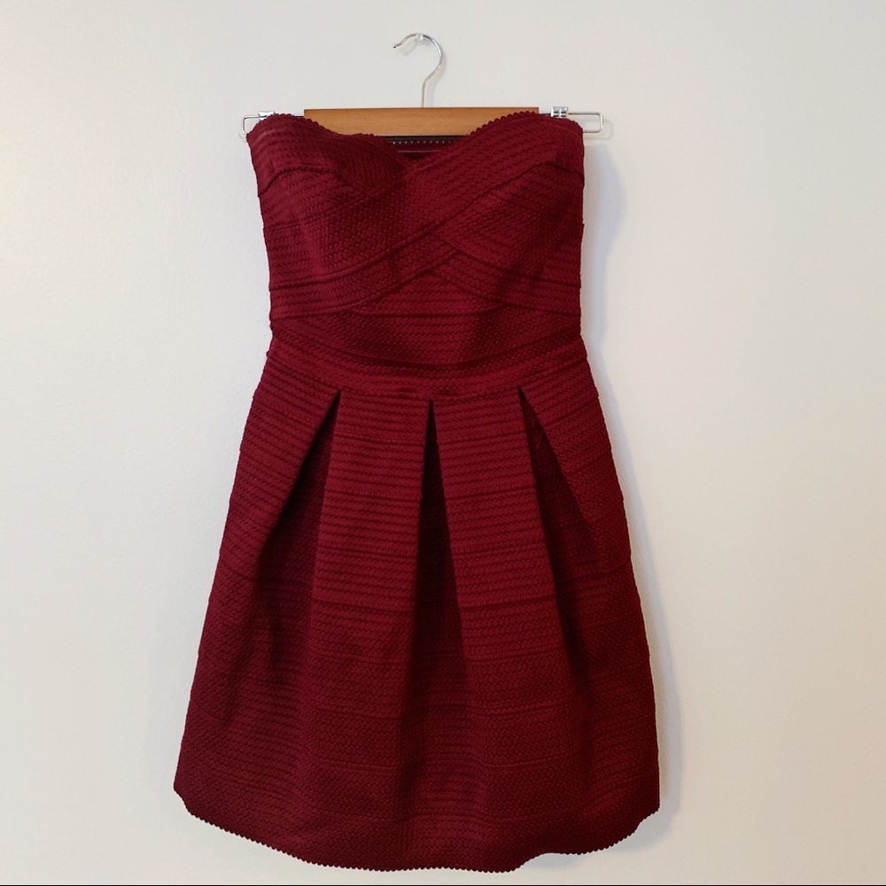Burgundy Strapless Dress